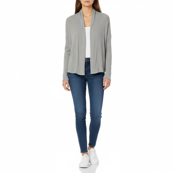 NEW Velvet by Anthropologie Gray Ribbed Knit Long Sleeve Cardigan Sweater Size S - Picture 1 of 9